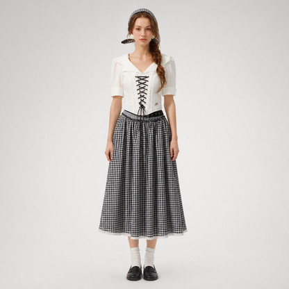 Jacquard Sailor Collar Skirt Set