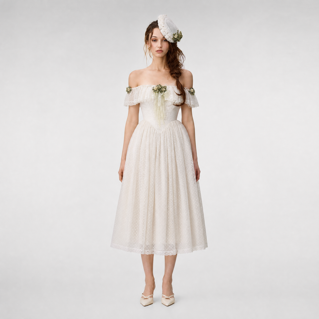 French Lace Princess Midi Dress