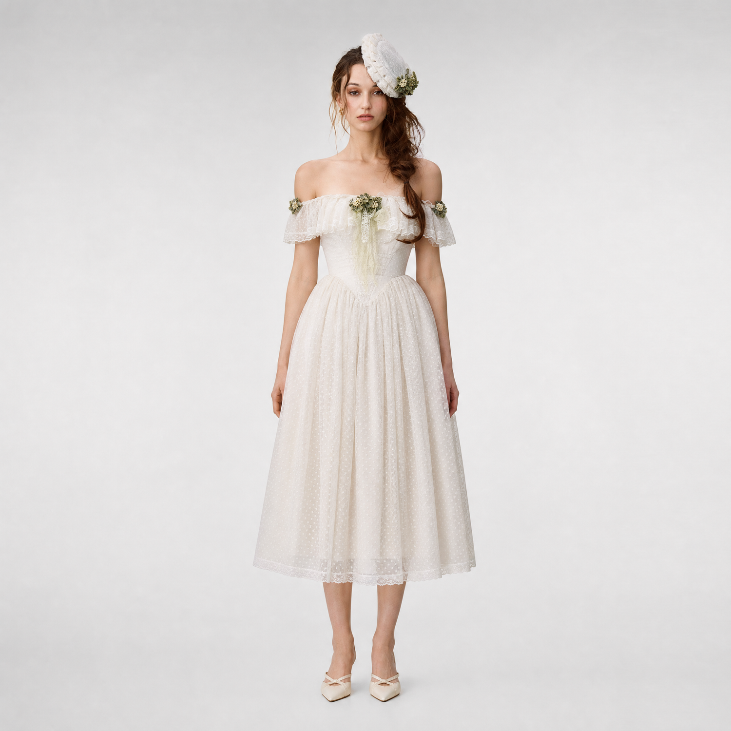French Lace Princess Midi Dress