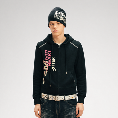 Contrast Stitch Fitted Hooded Sweatshirt