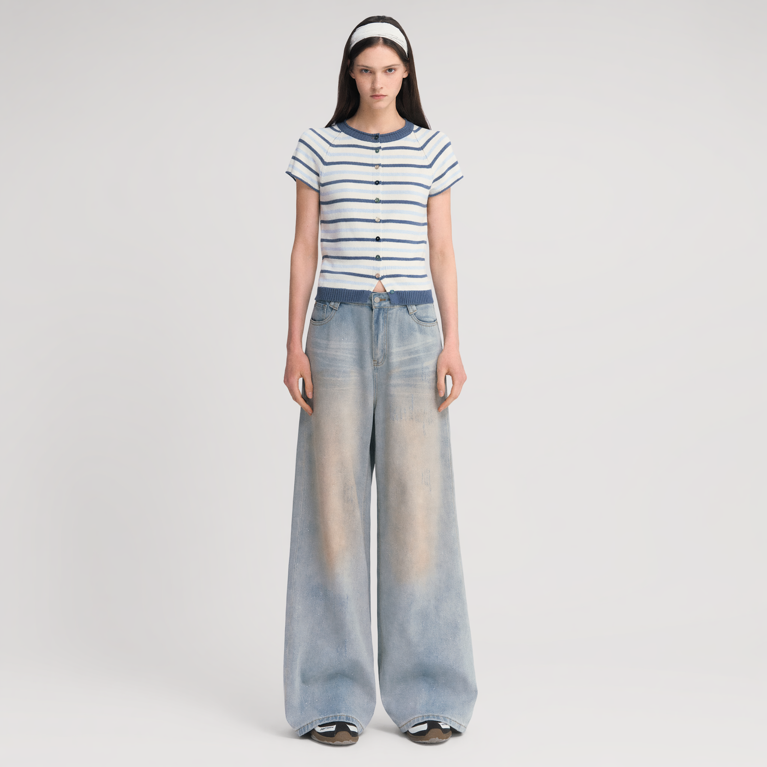 Sequin Wide-Leg Jeans