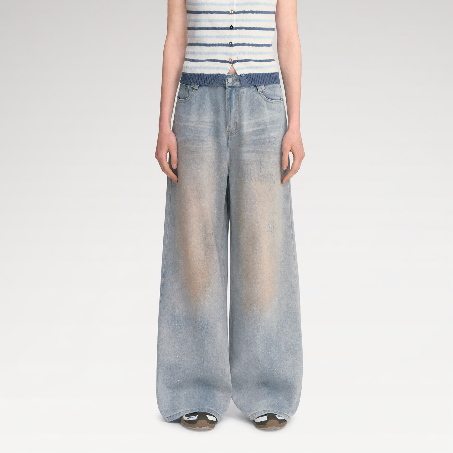 Sequin Wide-Leg Jeans