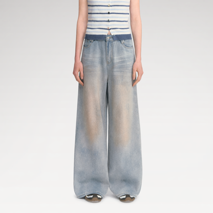 Sequin Wide-Leg Jeans