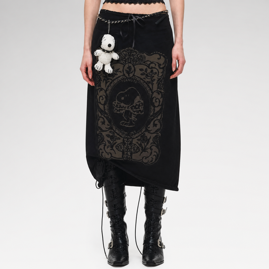 Burnout Graphic Midi Knit Skirt