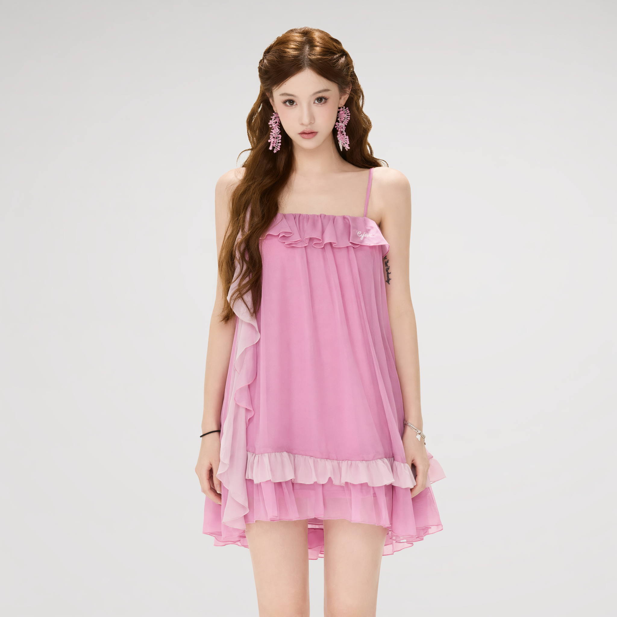 CYNR Romantic Contrast Chiffon Dress – Mini Dresses