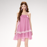 CYNR Romantic Contrast Chiffon Dress – view 3