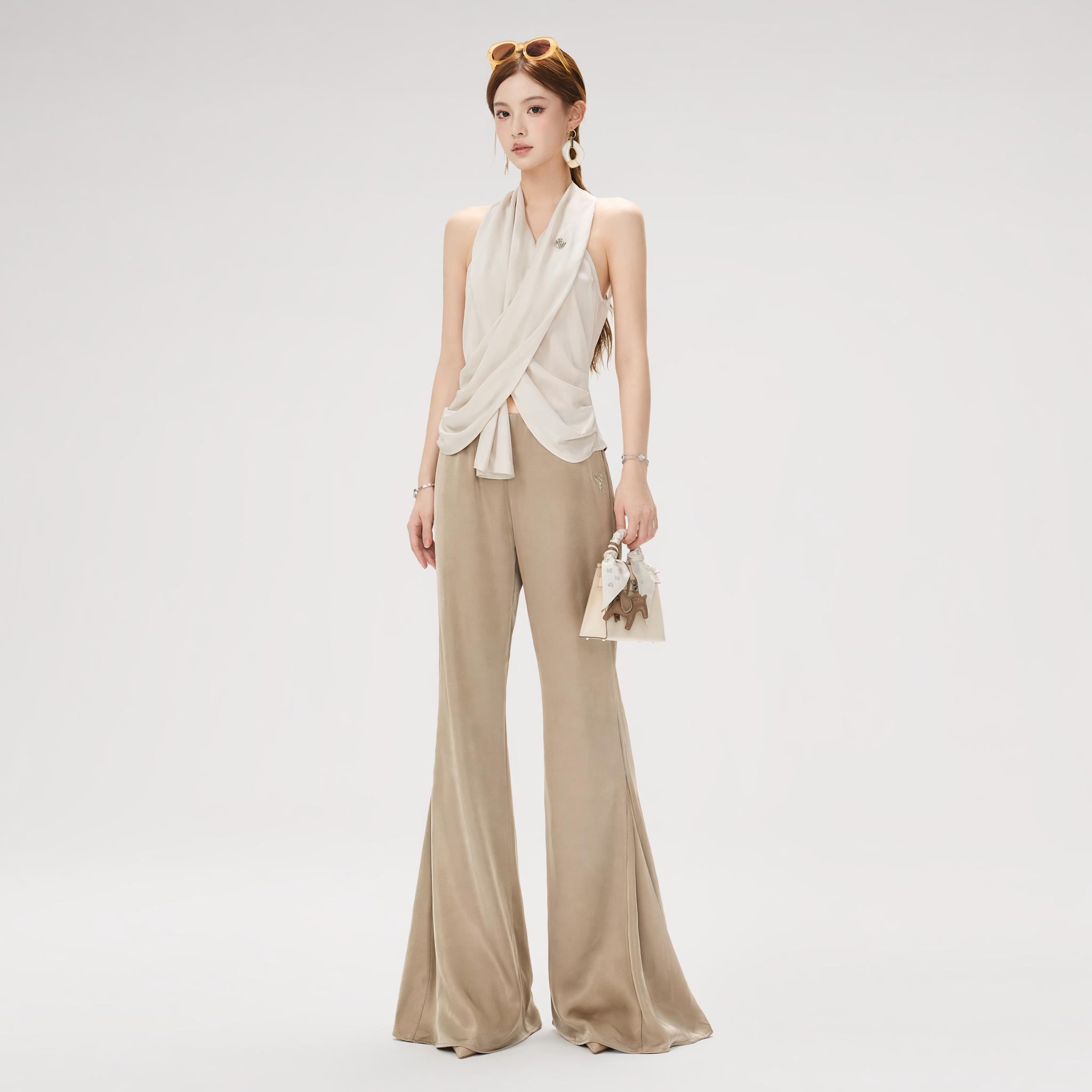 CYNR Satin Drape Flare Pants – view 2