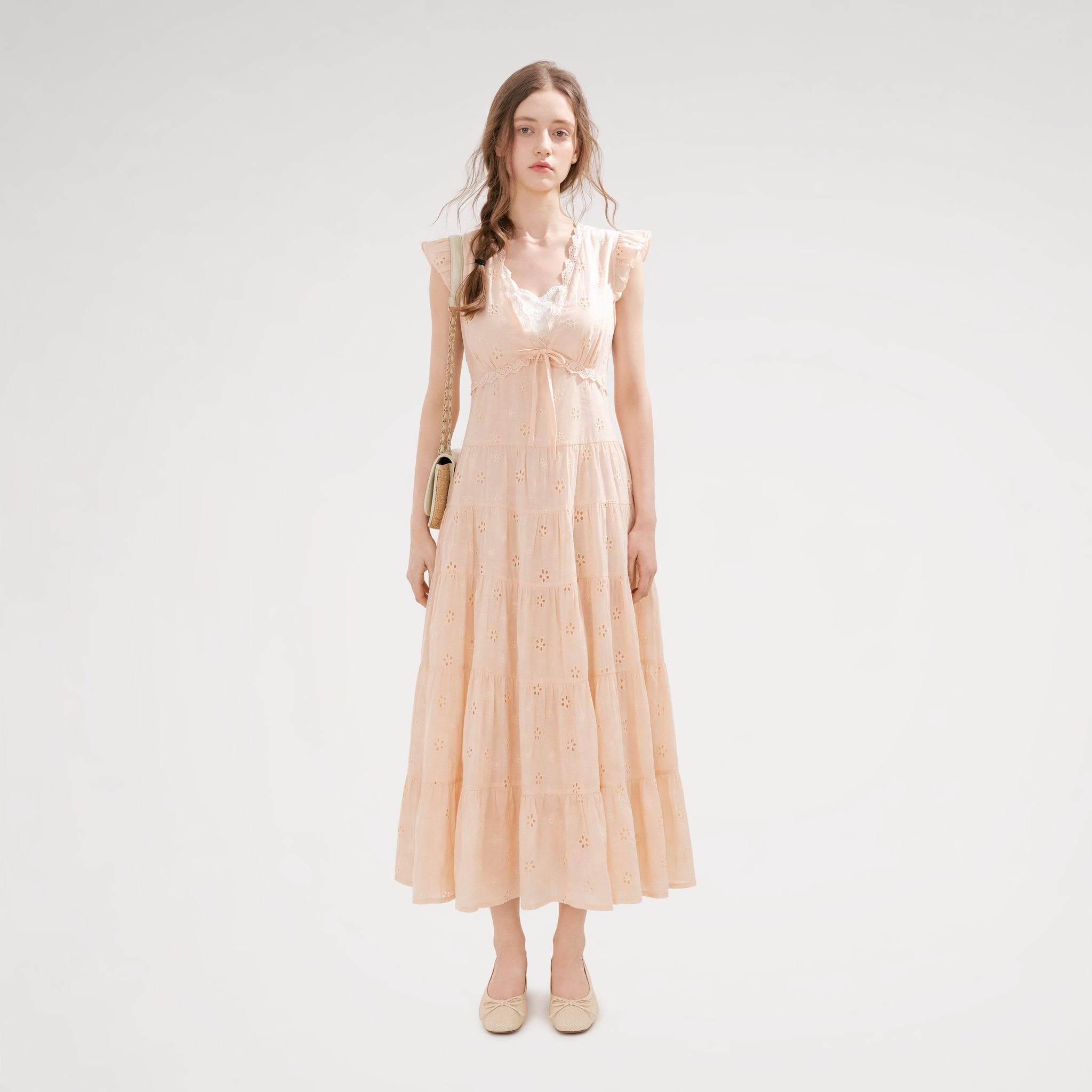 Embroidered Eyelet Tiered Dress