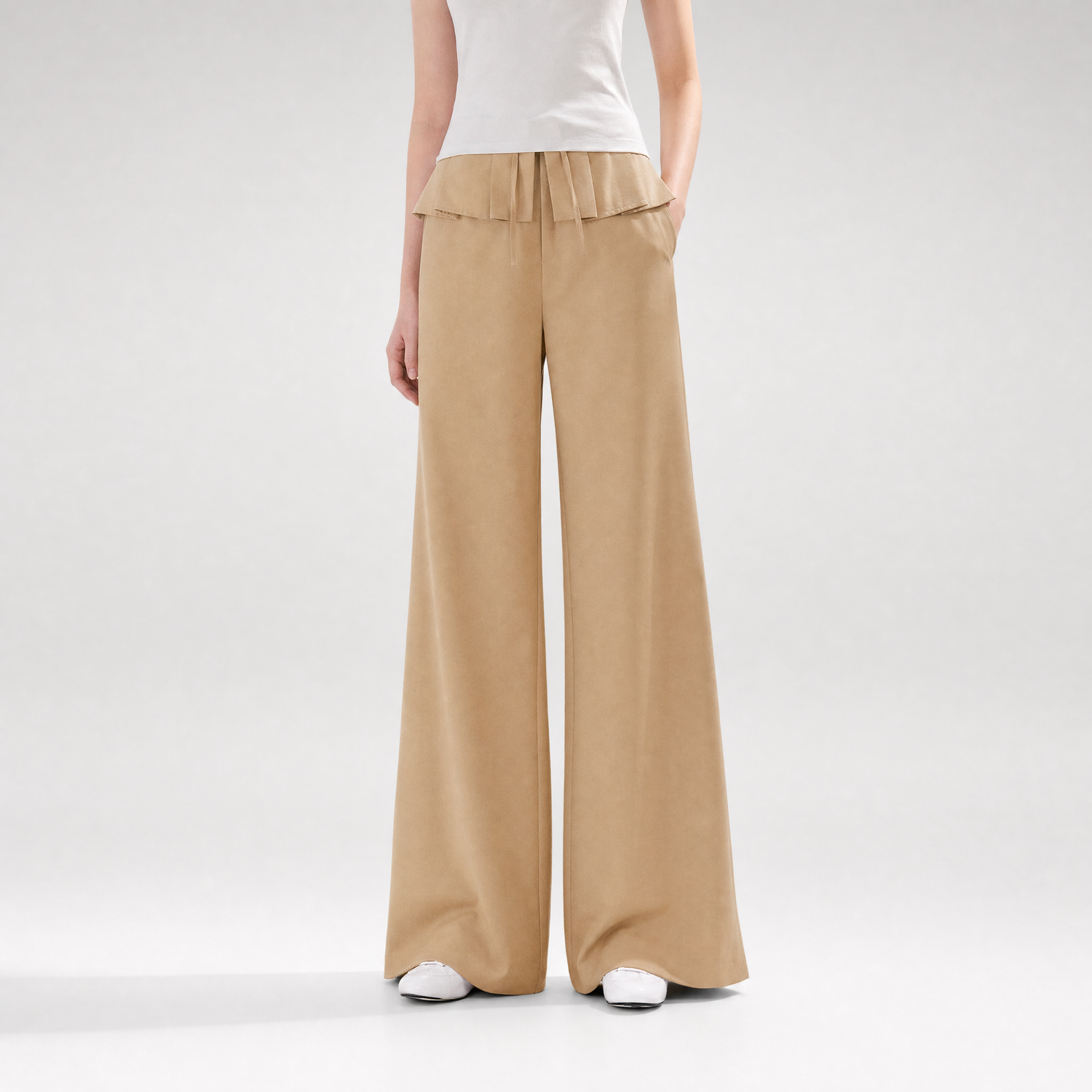 Pleated Wide-Leg Pants