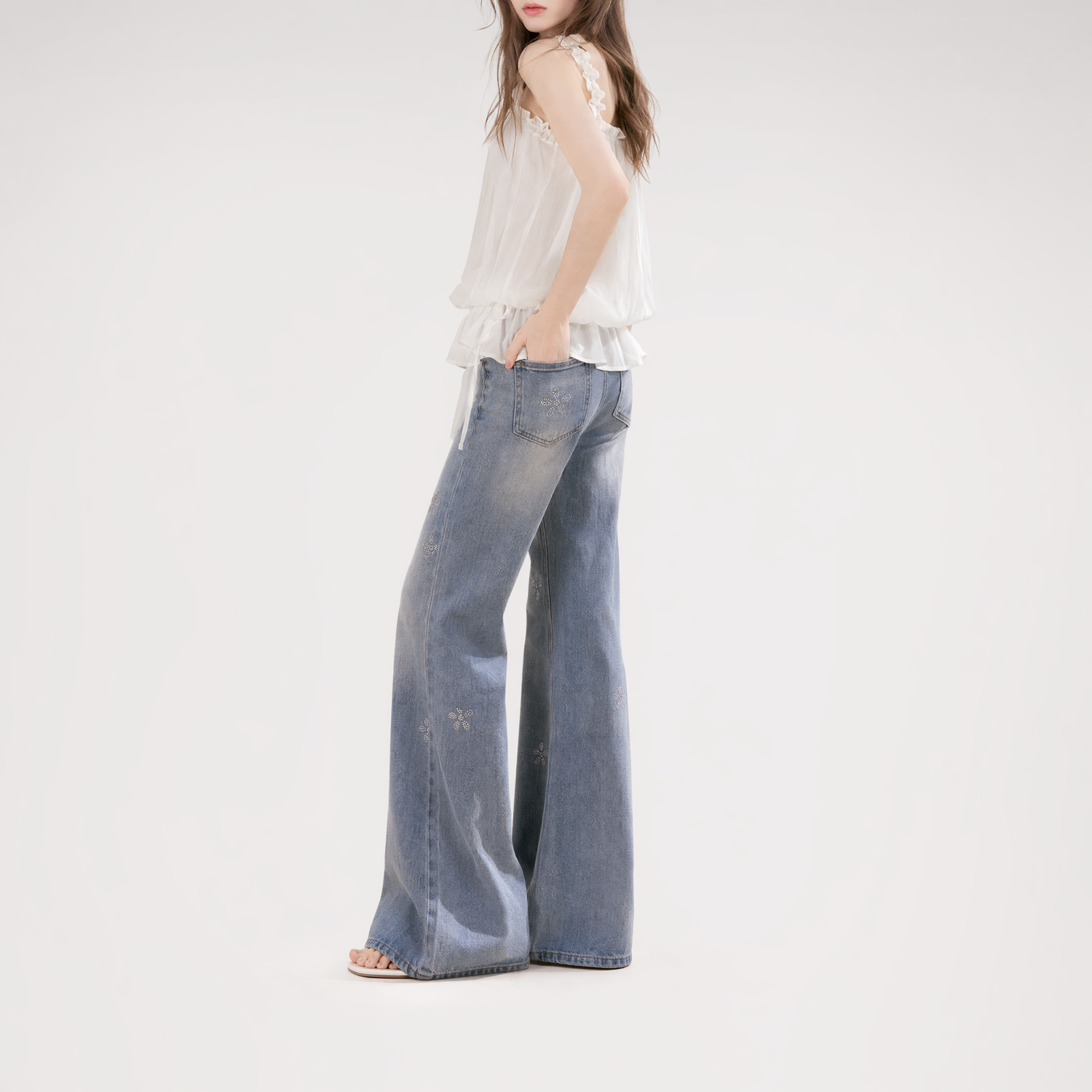 Rhinestone Micro-Flare Jeans