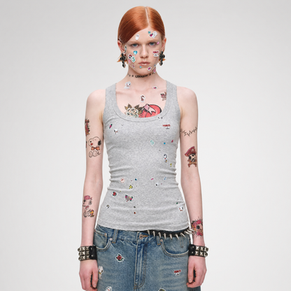 Washed Ribbed Scoop-Neck Tank