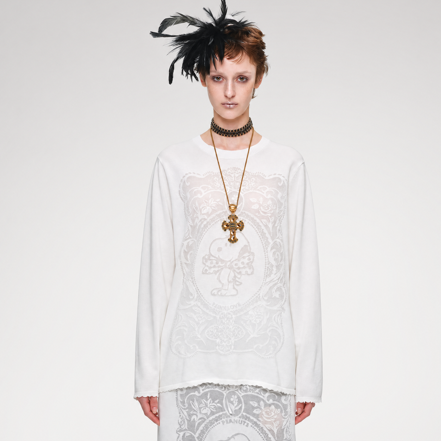 Burnout Graphic Knit Sweater