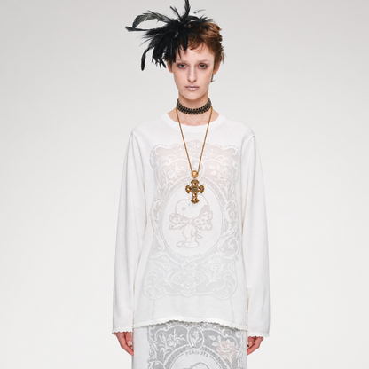 Burnout Graphic Knit Sweater
