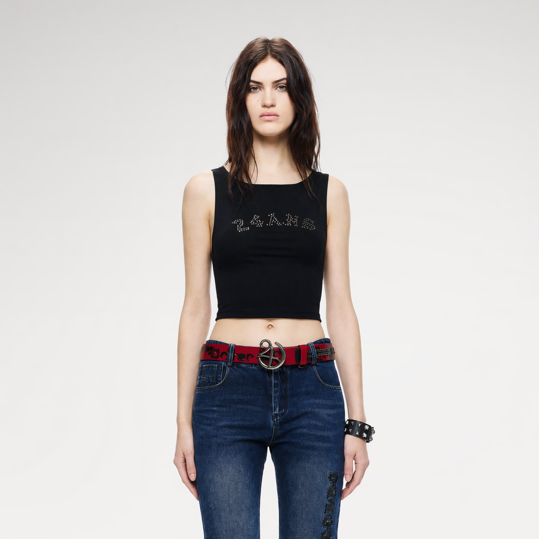 Metal Rhinestone Crop Top