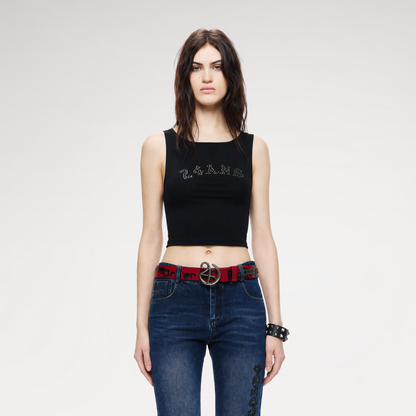 Metal Rhinestone Crop Top