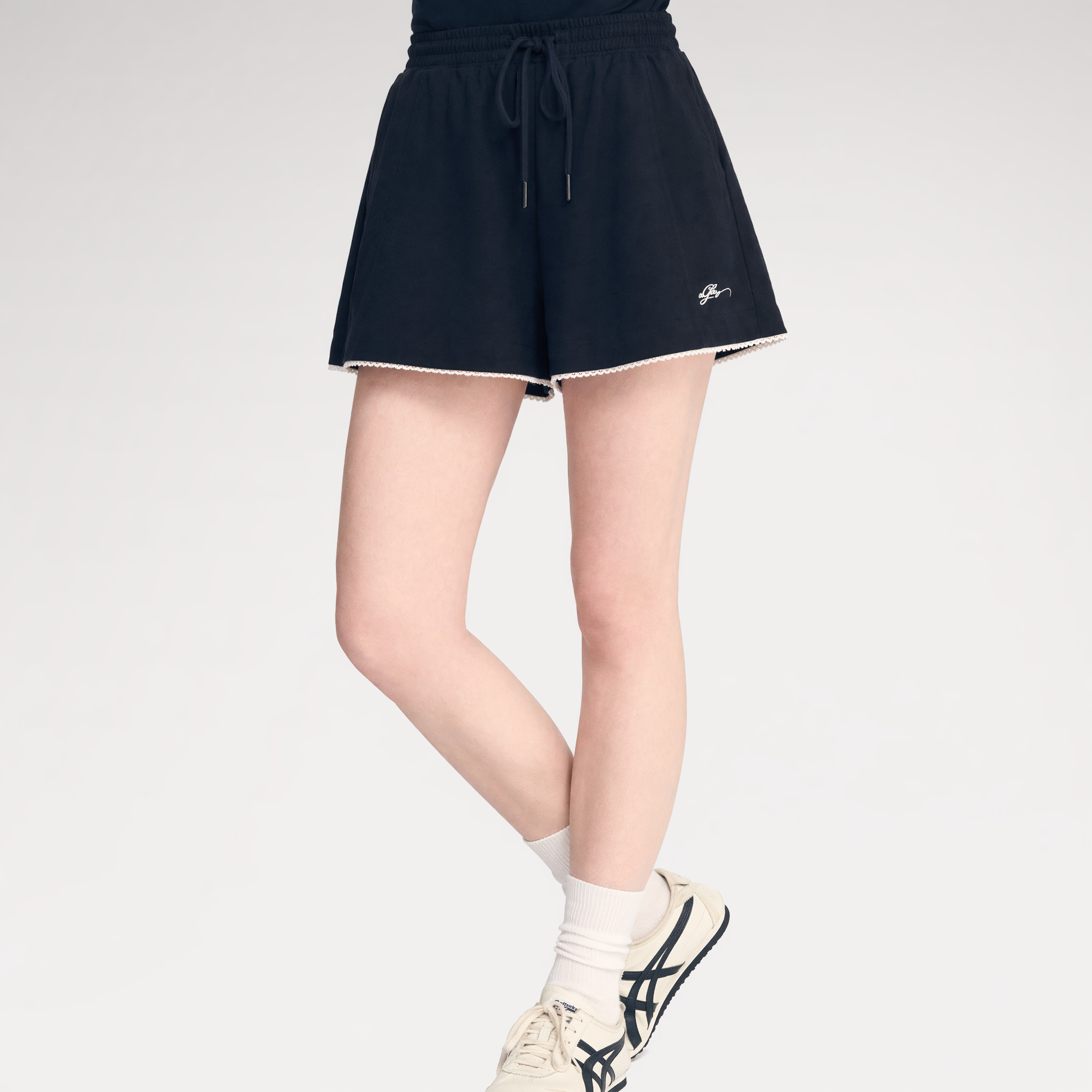 Lace Trim Drawstring Set