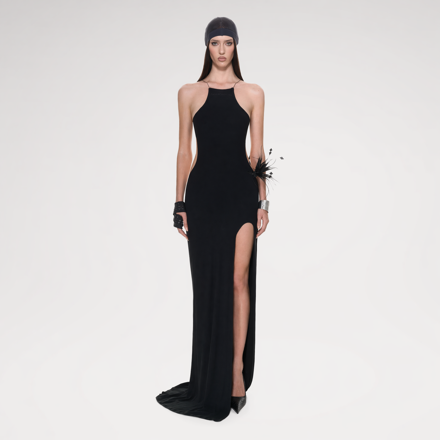 Backless Halter Slit Dress