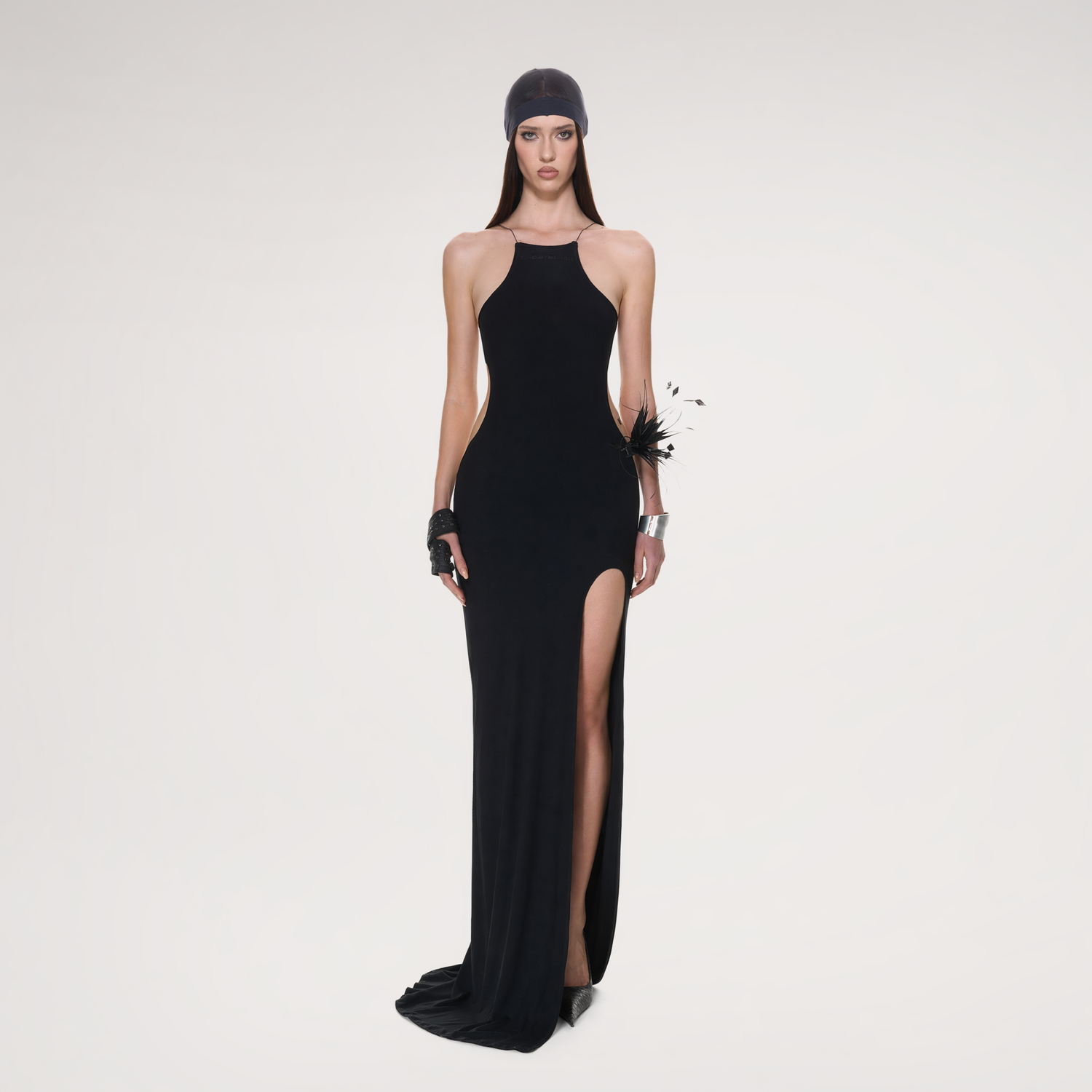 Backless Halter Slit Dress