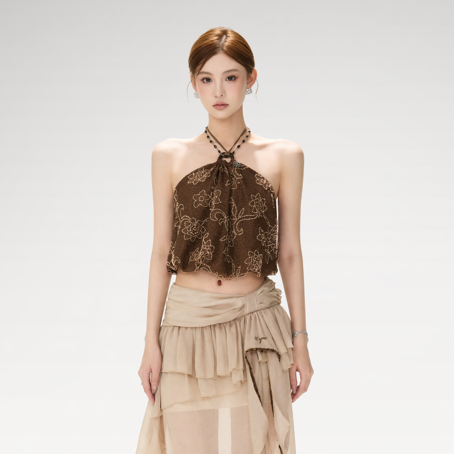 CYNR Beaded Halter Crop Top – view 2