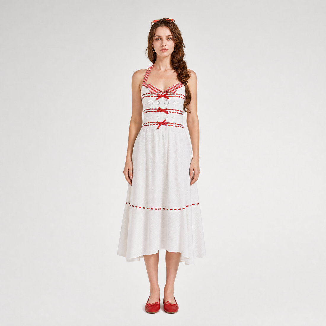 Cotton Embroidered Halter Dress