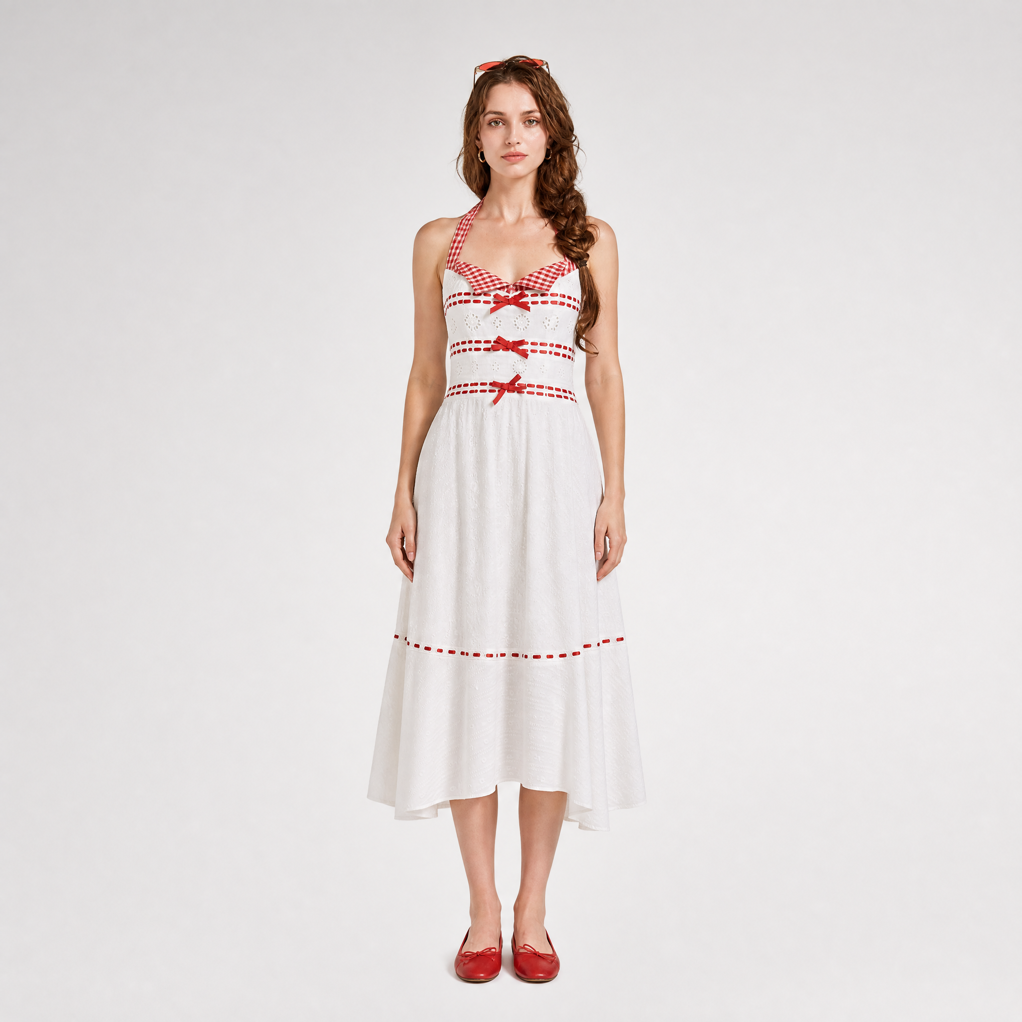 Cotton Embroidered Halter Dress