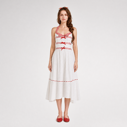 Cotton Embroidered Halter Dress
