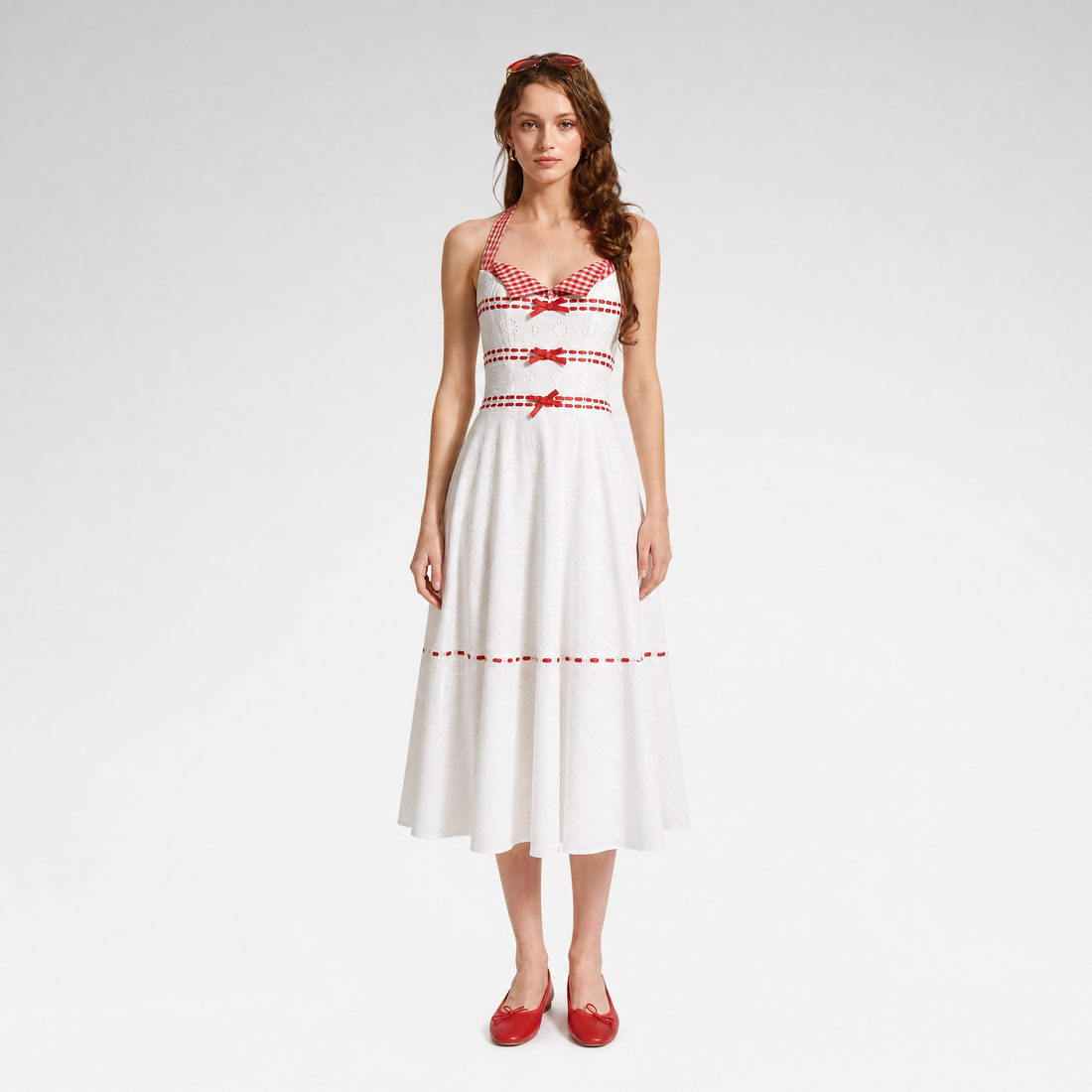 Cotton Embroidered Halter Dress