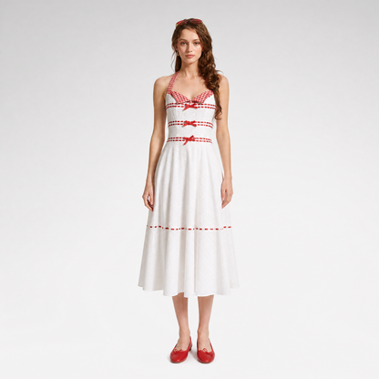 Cotton Embroidered Halter Dress
