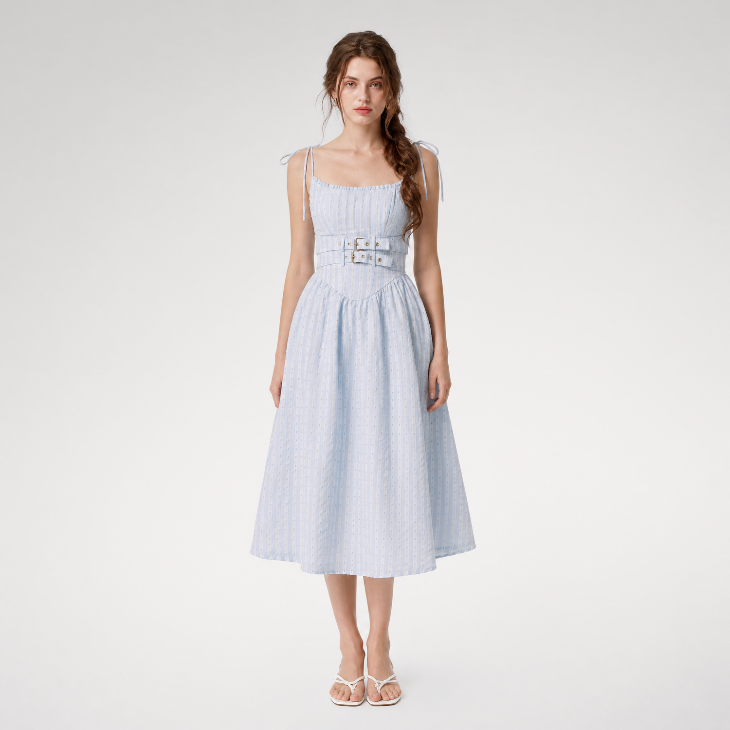 Striped Jacquard A-Line Dress