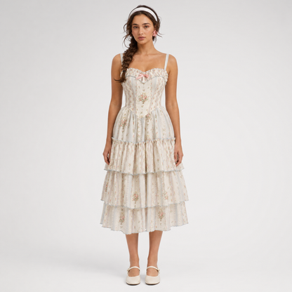 Vintage Ruffle Tiered Dress