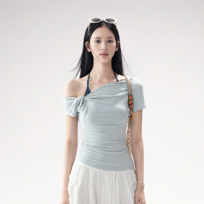 Asymmetric Twist Off-Shoulder Tee