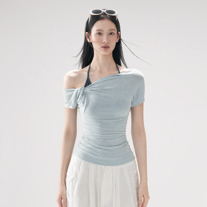 Asymmetric Twist Off-Shoulder Tee