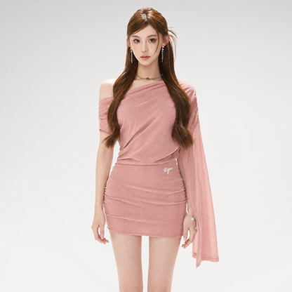 Asymmetric Silver Knit Dress