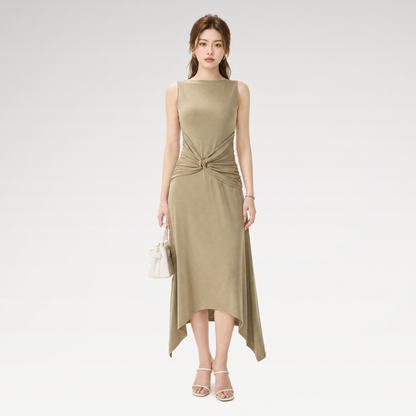 Twist Waist Asymmetric Dress