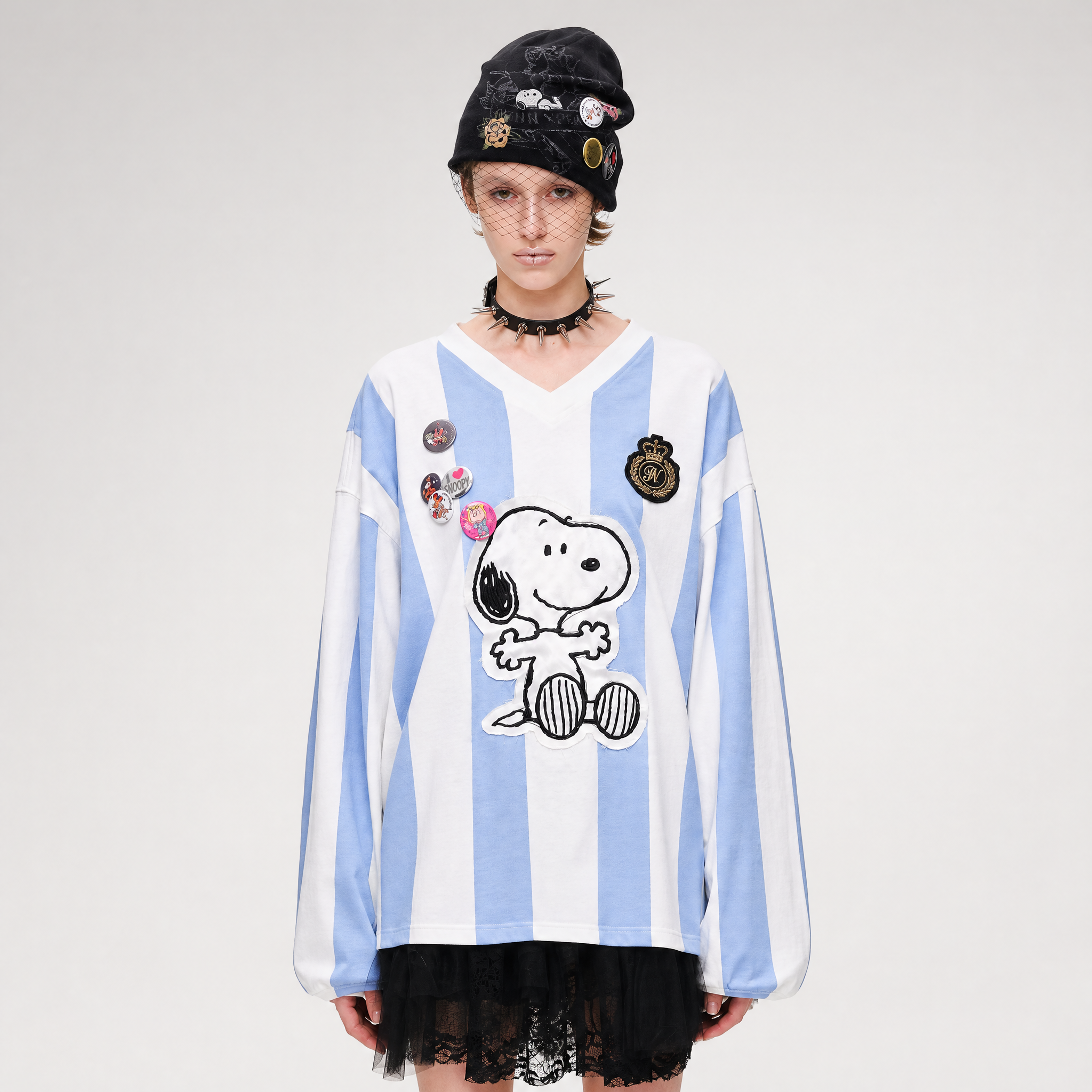 Retro Embroidered Striped T-Shirt