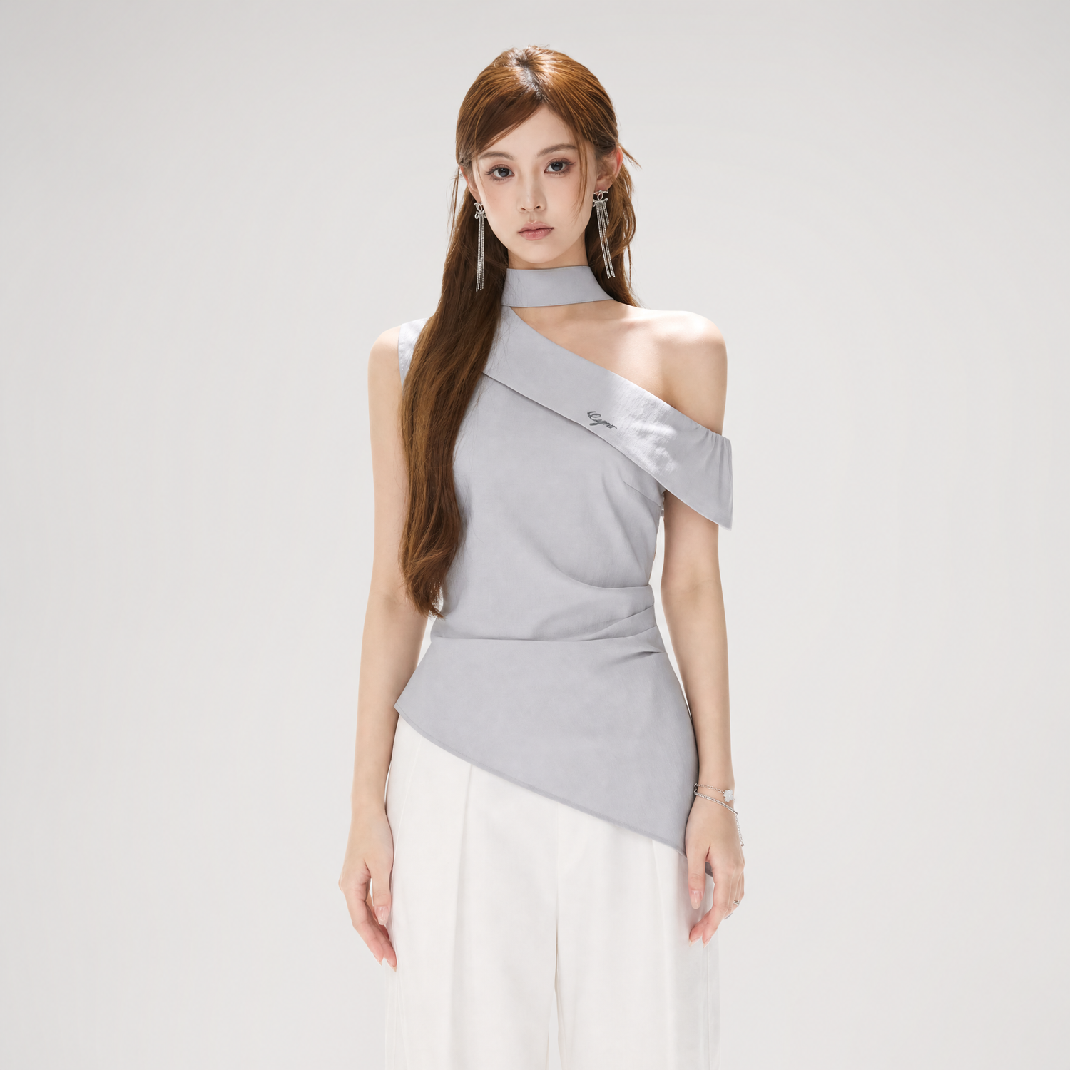 Asymmetrical Halter Blouse