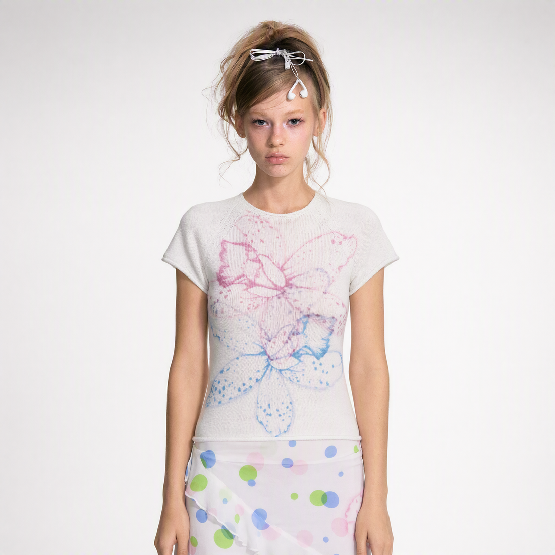 Gradient Floral Knit Top