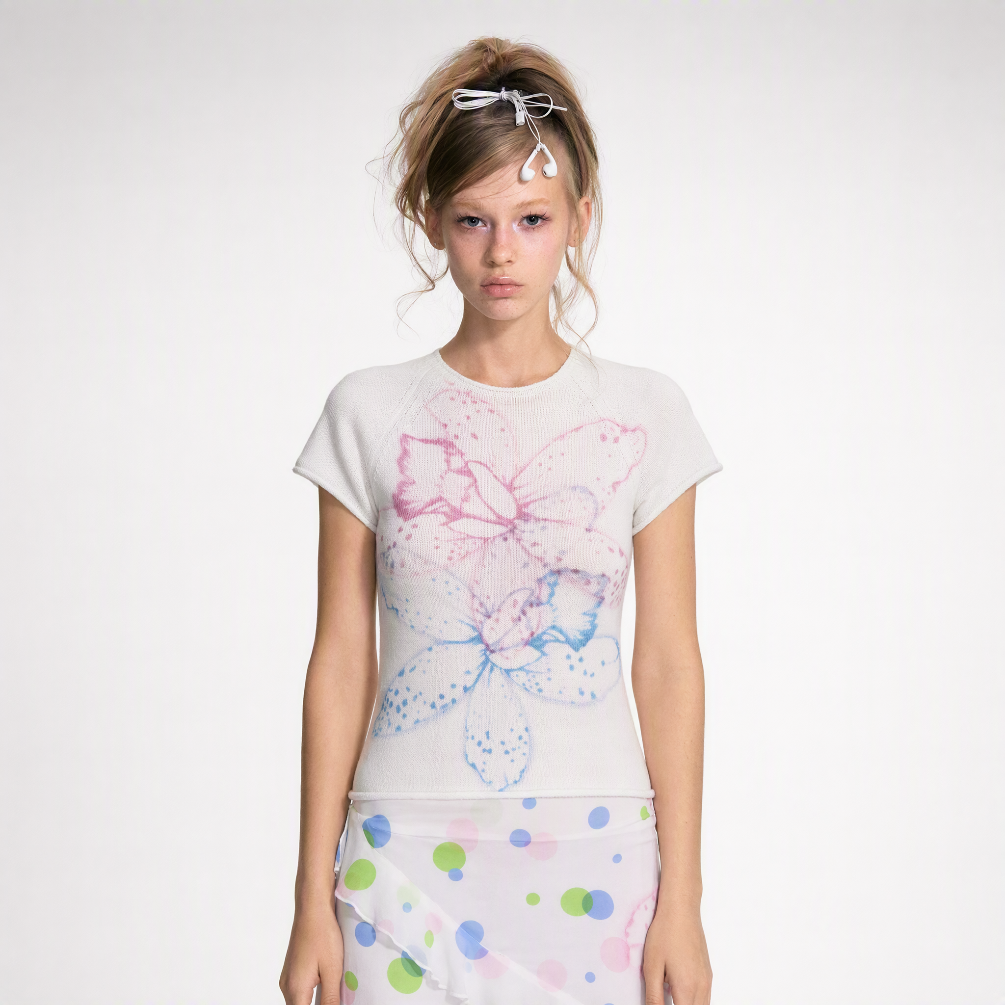 Gradient Floral Knit Top