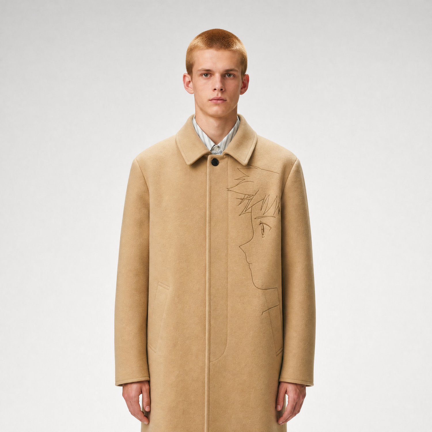 Embroidered Tailored Long Coat