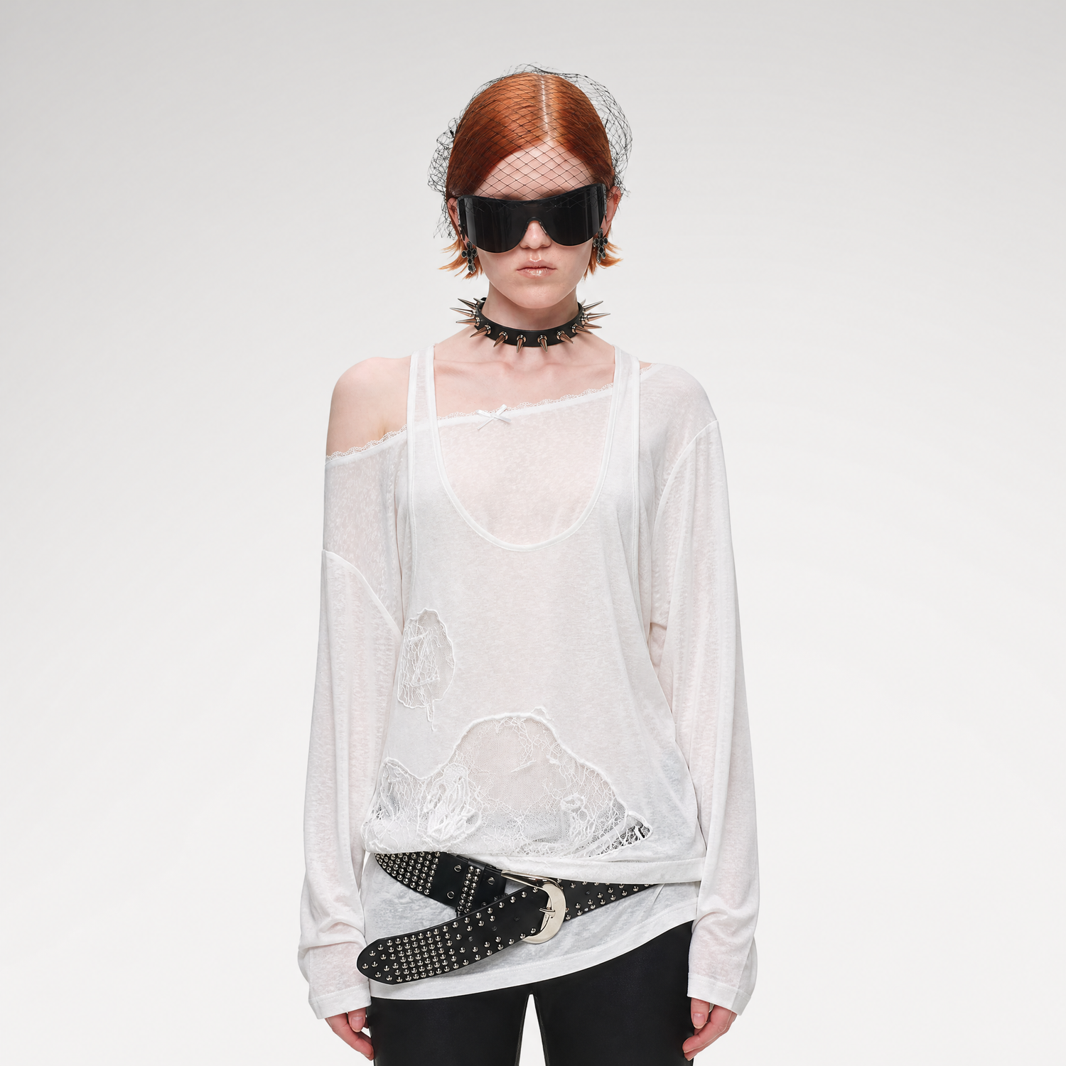 Lace Appliqué Layered Long-Sleeve T-Shirt