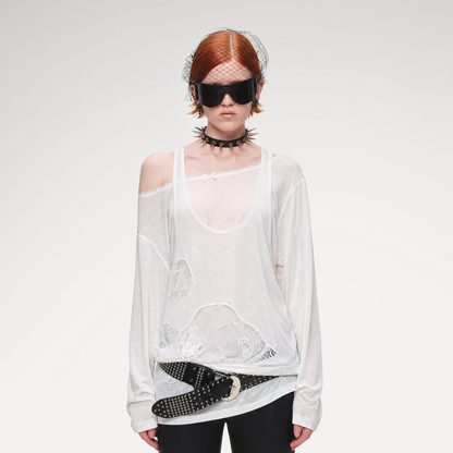 Lace Appliqué Layered Long-Sleeve T-Shirt