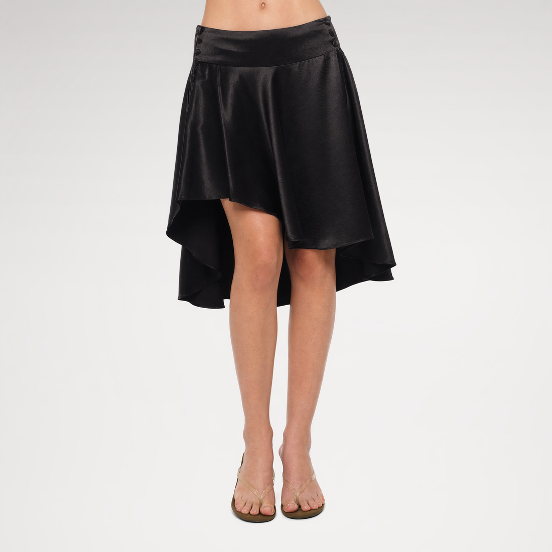 Low-Rise Satin Asymmetric Skirt