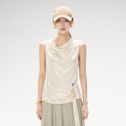 Draped Satin Cowl Top
