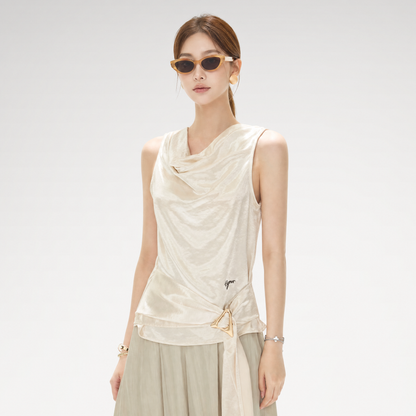 Draped Satin Cowl Top
