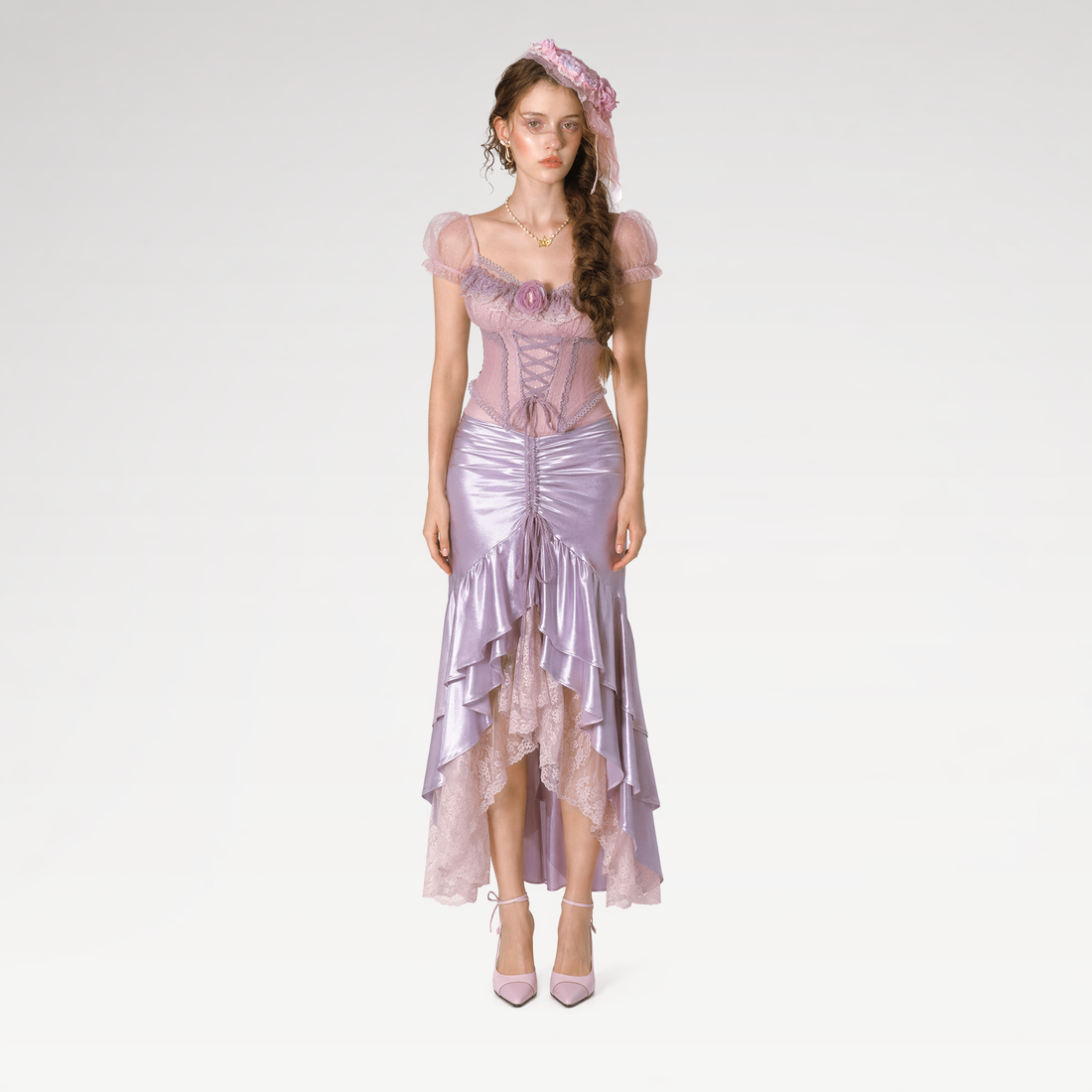 Lace Strap Satin Set