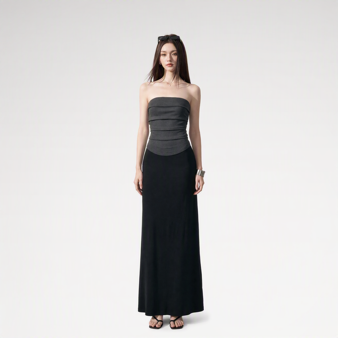 Colorblock Pleated Knit Dress