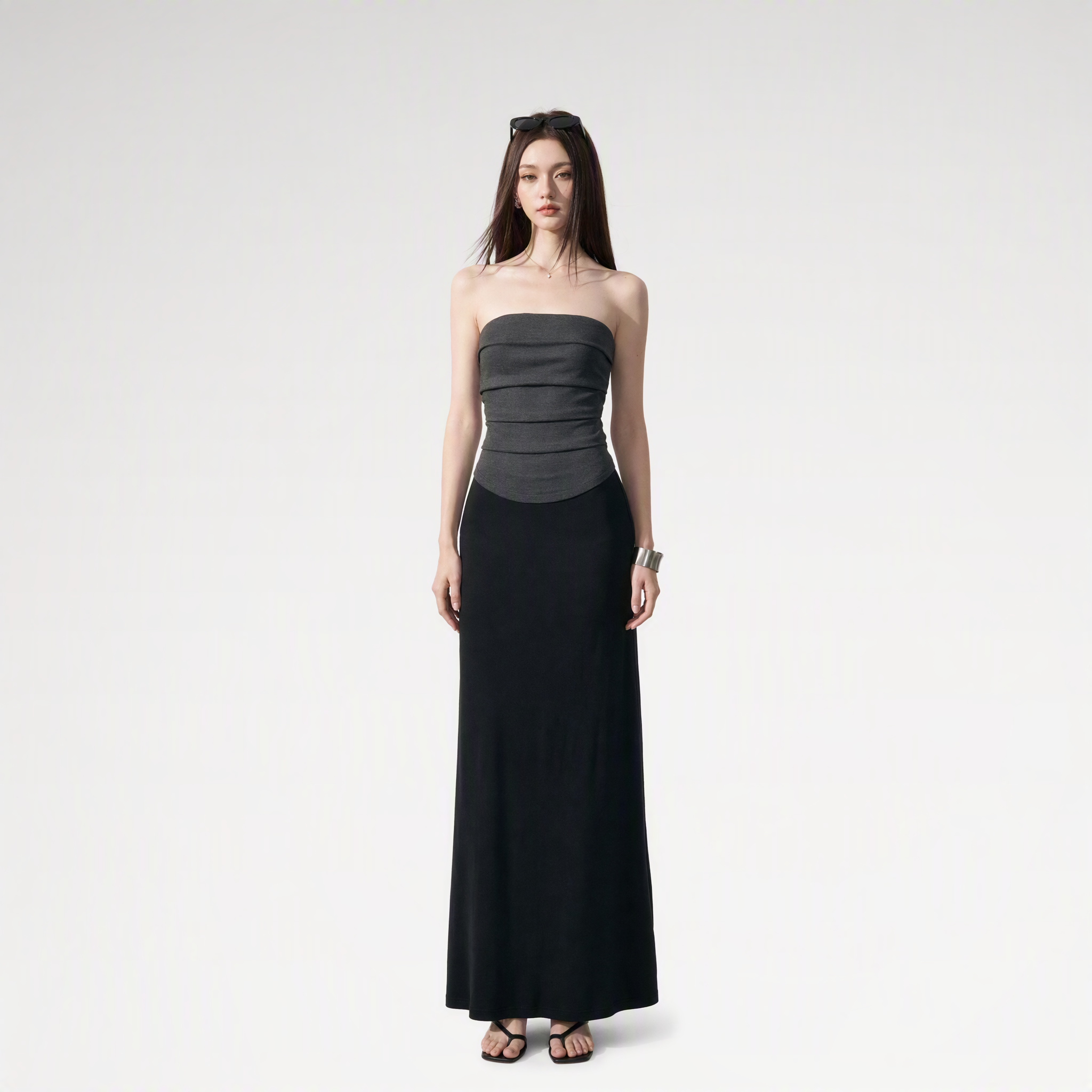 Colorblock Pleated Knit Dress