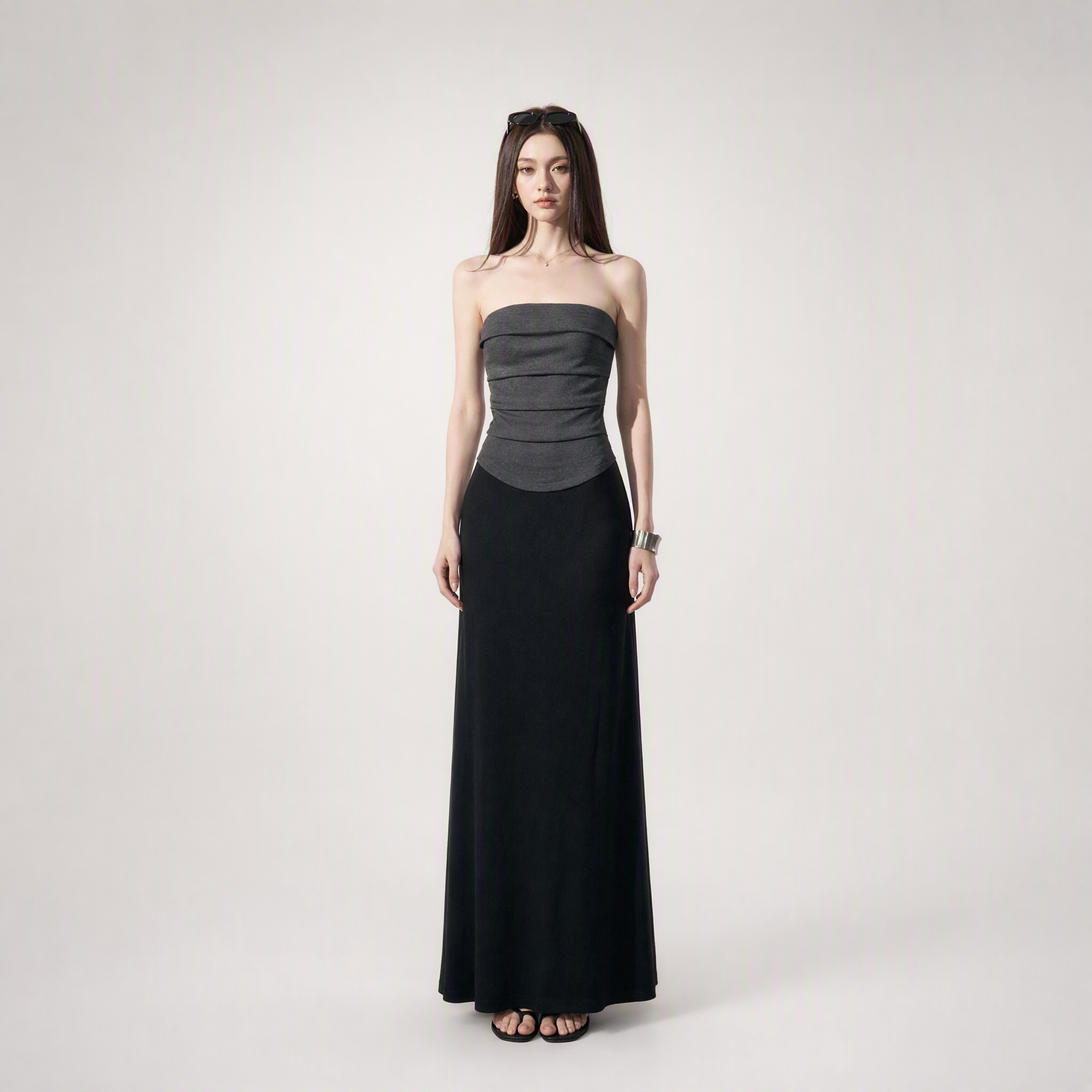Colorblock Pleated Knit Dress