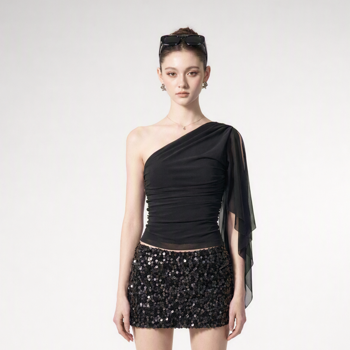 One-Shoulder Ruched Set