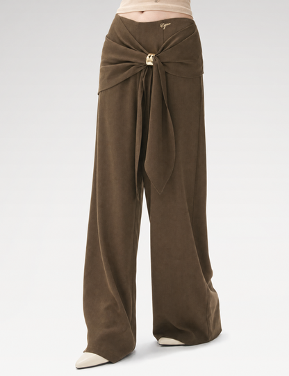 Twist Belt Wide-Leg Pants